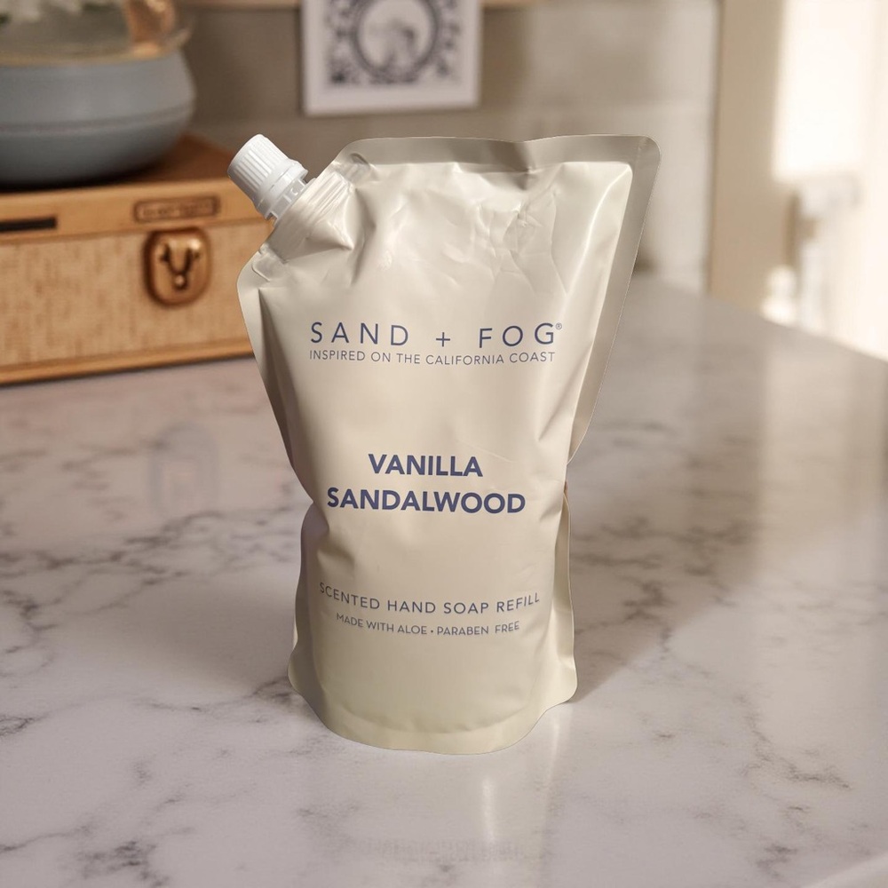 Sand + Fog NWT Vanilla Sandalwood Hand Soap Refill Made With Aloe 34 FL OZ